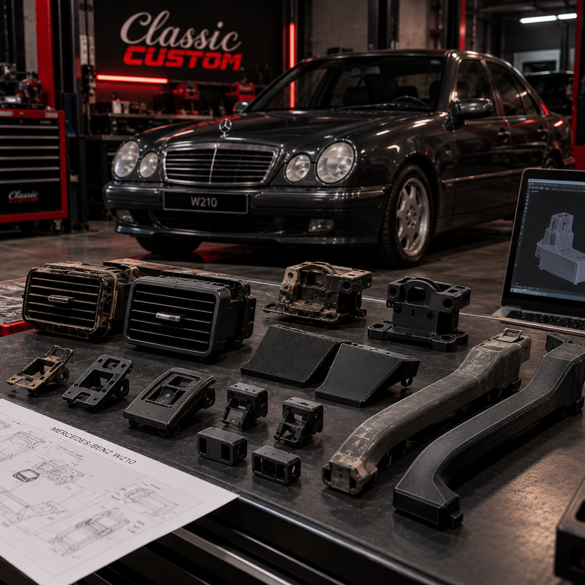Close view of a layered 3D printed automotive component