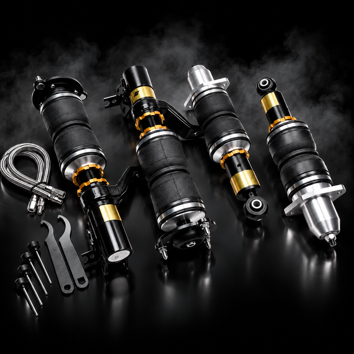 Honda Civic Type R (EP3) 2001–2005 complete air ride kit in a black smoky studio