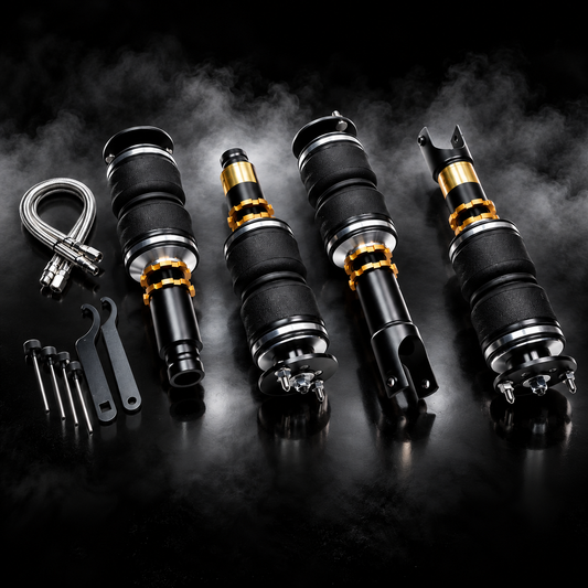 Honda Integra (DC2) 1992–2000 complete air ride kit in a black smoky studio