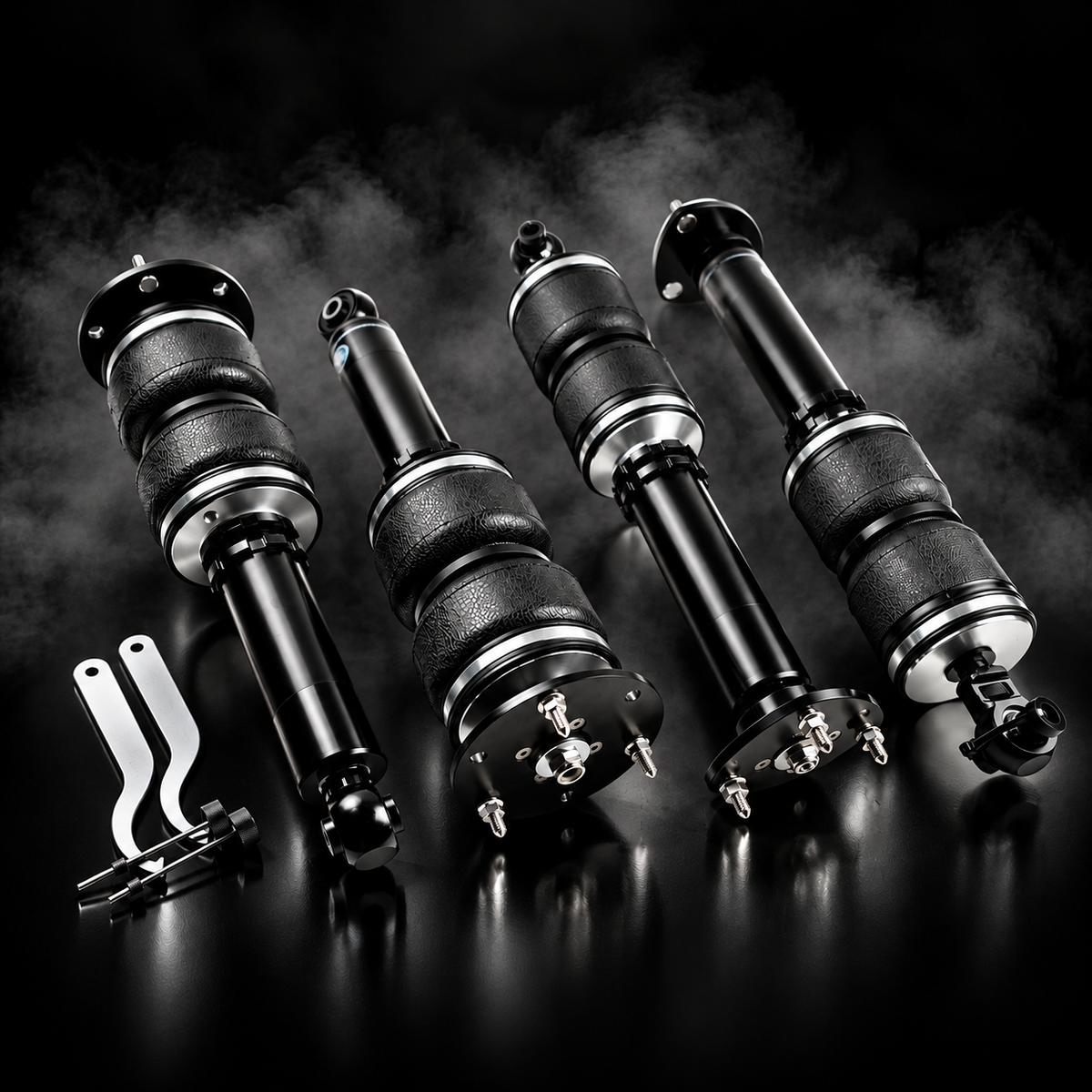 Lexus IS300 (XE10) RWD 1998–2005 complete air ride kit in a black smoky studio
