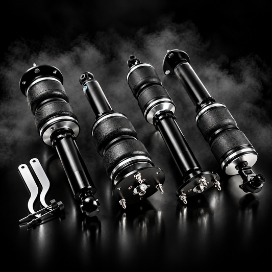Lexus IS300 (XE10) RWD 1998–2005 complete air ride kit in a black smoky studio