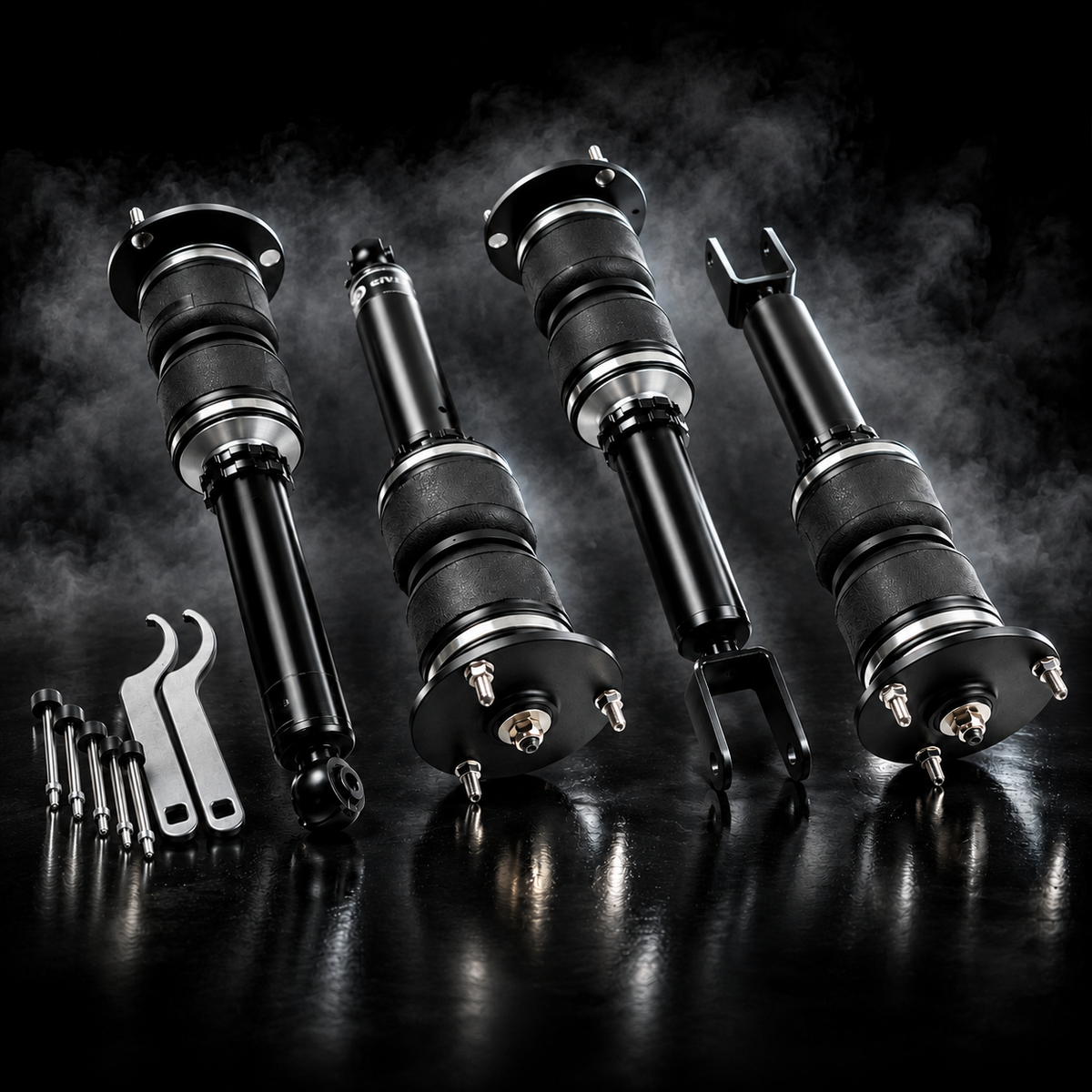 Lexus LS460 (UCF40/41) RWD 2007–2017 complete air ride kit in a black smoky studio