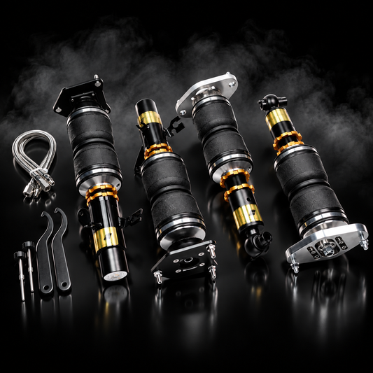 MINI Cooper (R56) 2006–2013 complete air ride kit in a black smoky studio