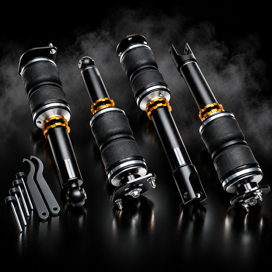 Nissan Skyline GT-R (BNR32) 4WD 1989–1994 complete air ride kit in a black smoky studio