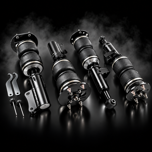 Porsche 911 Carrera 2 (993) 1994–1998 complete air ride kit in a black smoky studio