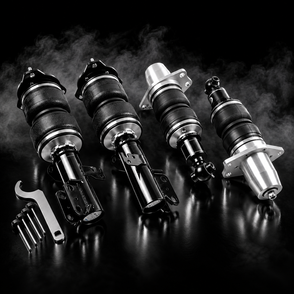 Toyota Celica (ZZT230) 2WD 1999–2006 complete air ride kit in a black smoky studio