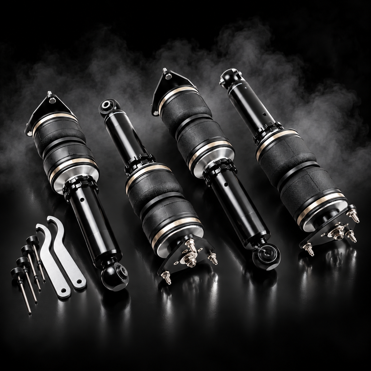 Toyota Chaser (JZX100) 1996–2001 complete air ride kit in a black smoky studio