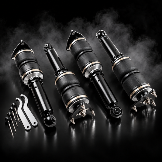 Toyota Chaser (JZX100) 1996–2001 complete air ride kit in a black smoky studio