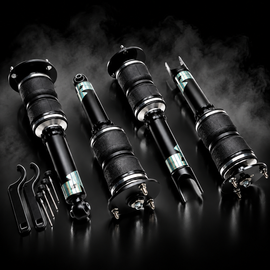 Toyota Supra (A80) 1993–2002 complete air ride kit in a black smoky studio
