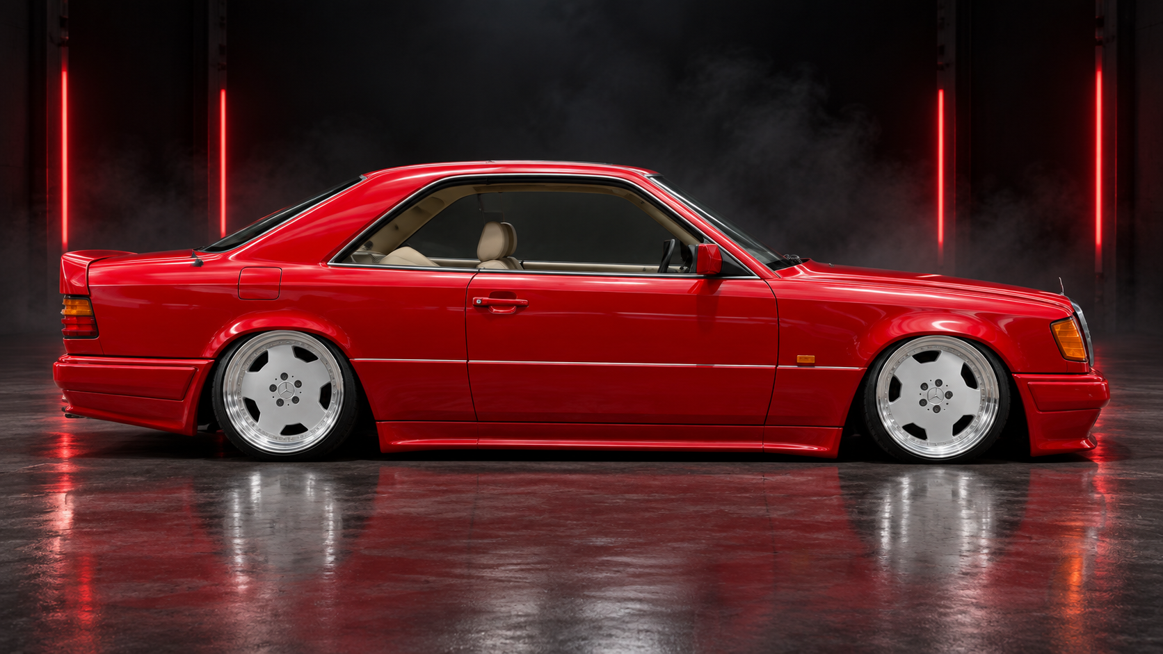 Right side studio view of red Mercedes-Benz CE